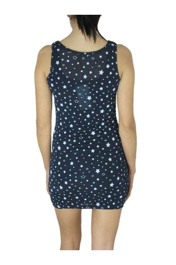 See through bodycon mini dress blue with stars