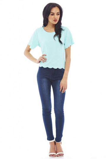 Γυναικεία κοντομάνικη μπλούζα άκουα