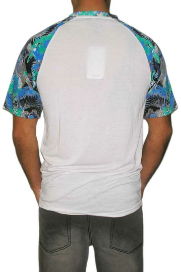 Humor ανδρικό t-shirt Haamb λευκό με ρεγκλάν πριντ μανίκια