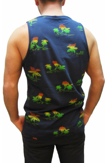 Humor ανδρικό αμάνικο t-shirt Tresso μπλε με πριντ