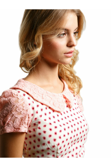 Skater φόρεμα Manuela με γιακά και κοντό μανίκι