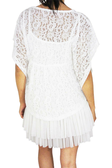 Maggie sweet Talavera φόρεμα τιραντέ με κροσέ τοπ σε λευκό