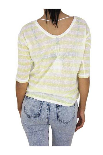 Women's breton stripe yellow top