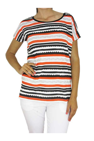 Women's stripe top black-red