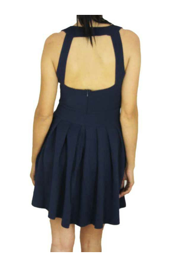 Εξώπλατο skater φόρεμα navy με βαθύ ντεκολτέ