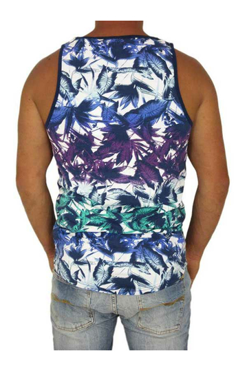 Humor ανδρικό αμάνικο τοπ Djon με πριντ μπλε-μωβ φύλλα