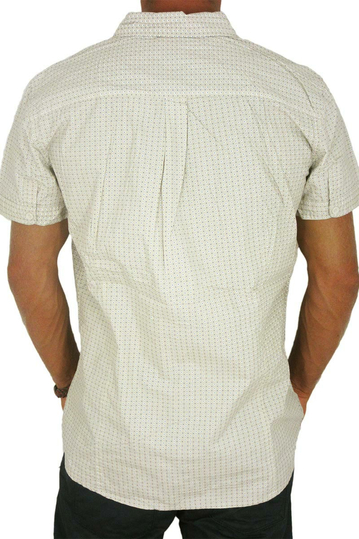 Ανδρικό πουκάμισο εκρού με πριντ τετραγωνάκια και πουά
