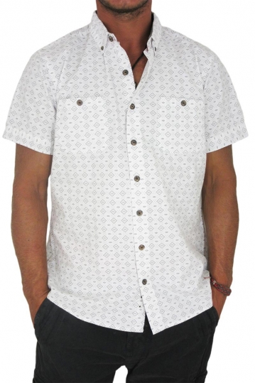 Ανδρικό πουκάμισο λευκό με πριντ κουκίδες