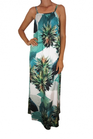 Tag women's backless maxi dress Anais with tropical print