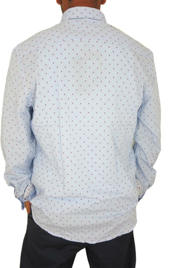 Missone ανδρικό πουκάμισο ζακάρ γαλάζιο με πουά μανσέτες