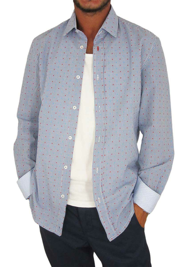 Missone ανδρικό ζακάρ πουκάμισο γαλάζιο καρό