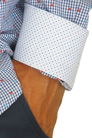 Missone ανδρικό ζακάρ πουκάμισο γαλάζιο καρό