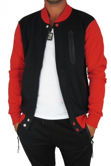 Cabaneli sweat jacket with red sleeves