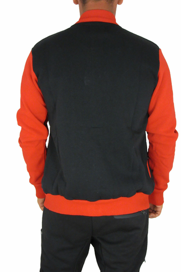 Cabaneli φούτερ ζακέτα μαύρη με κόκκινα μανίκια