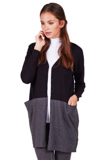 Minimum oversized longline cardigan Katharine black-grey