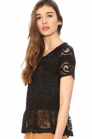 Pepaloves women's burnout top black