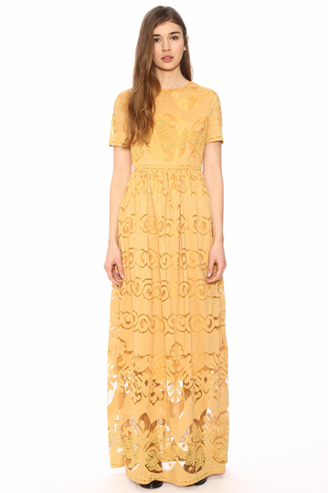 Pepaloves burnout maxi dress mustard