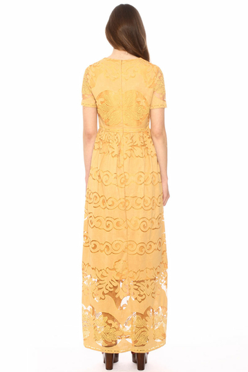 Pepaloves burnout maxi dress mustard