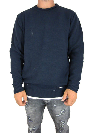 Combos men's ladder knit jumper in dark blue