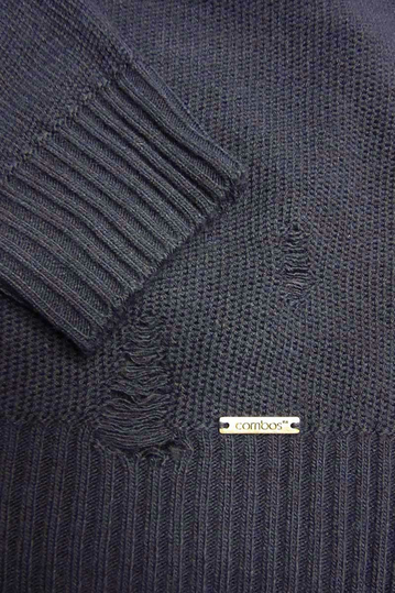 Combos ανδρικό πουλόβερ μπλε με φθορές