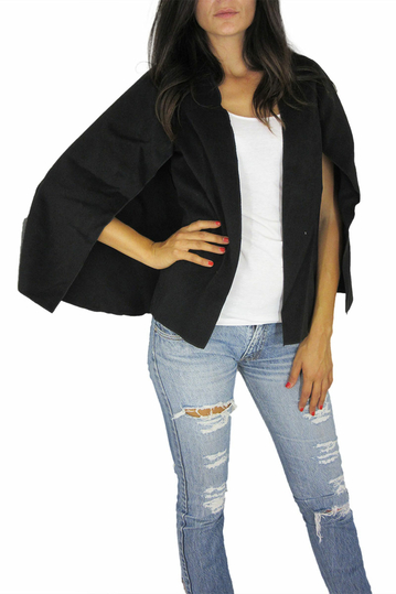 Women's split cape in black