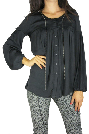 Women's collarless shirt Joyce black