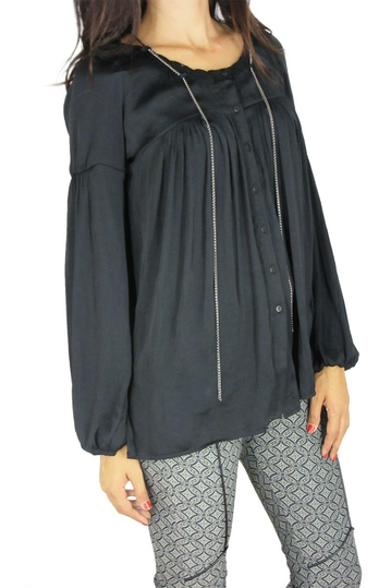 Women's collarless shirt Joyce black