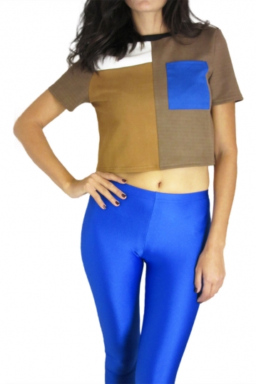 Glamorous patchwork cropped suede top