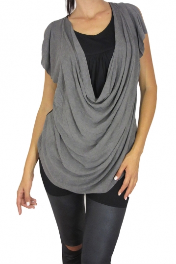 Women's racerback top with draped front layer