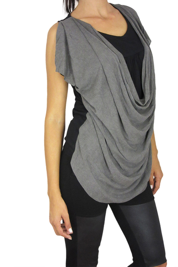 Women's racerback top with draped front layer