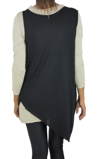 Women's long sleeve Melanie tee beige with draped top