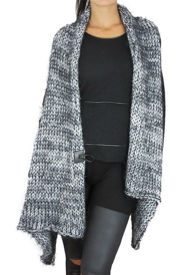 Women's fluffy cardigan Carmen black-grey