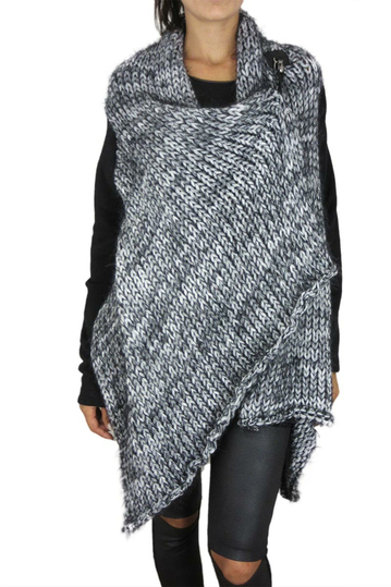 Women's fluffy cardigan Carmen black-grey
