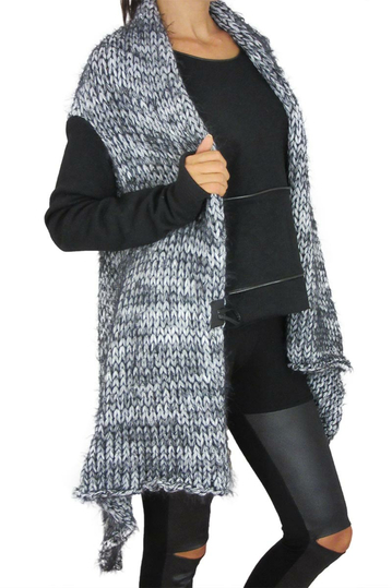 Women's fluffy cardigan Carmen black-grey