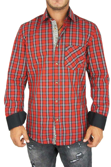 Missone men's red-black checked shirt