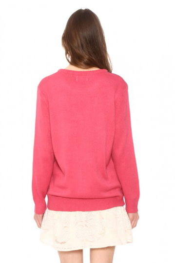 Pepaloves knit sweater pink with cats
