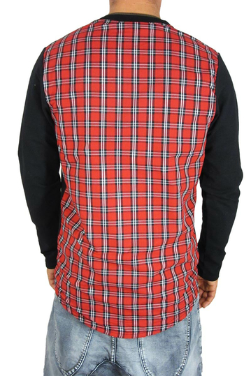 Humanism ανδρική longline μπλούζα με καρό πλάτη