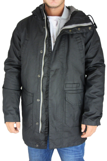 Bellfield men's 2 in 1 hooded parka jacket Pinto black