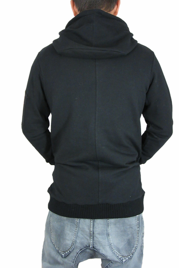 Humanism ανδρική longline φούτερ ζακέτα με κουκούλα σε μαύρο