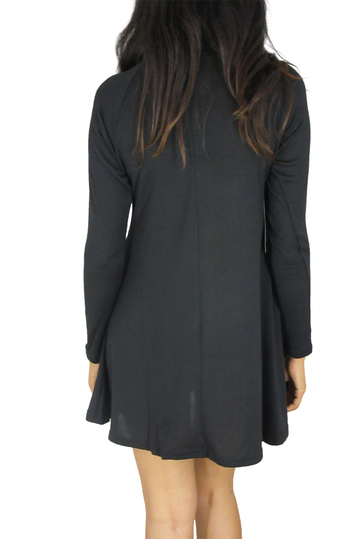 Μαύρο πλεκτό swing φόρεμα ζιβάγκο