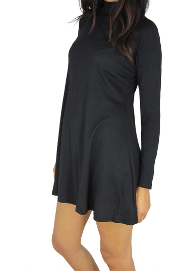 Μαύρο πλεκτό swing φόρεμα ζιβάγκο