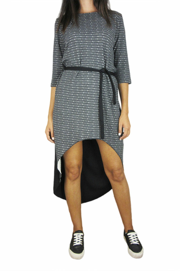 Tag asymmetrical dress two tones black-grey