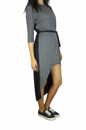 Tag ασύμμετρο φόρεμα Peggy μαύρο-γκρι