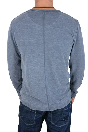 Ανδρική μακρυμάνικη μπλούζα navy πετροπλυμένο