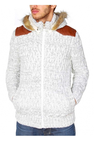 Men's lined knit jacket in white marl