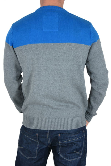 Ανδρικό πουλόβερ γκρι μελανζέ-μπλε ρουά