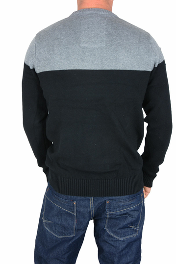 Ανδρικό πουλόβερ μαύρο-γκρι μελανζέ