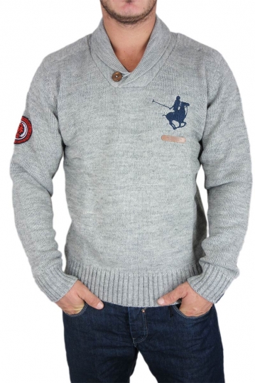 Men's shawl sweater in grey marl