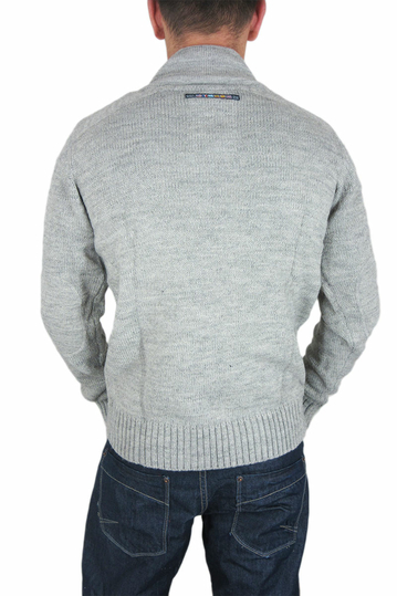 Ανδρικό πουλόβερ γκρι μελανζέ με σμόκιν γιακά