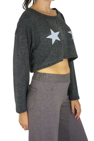 Dog's Dinner πλεκτή crop μπλούζα Tulip μαύρο μελανζέ